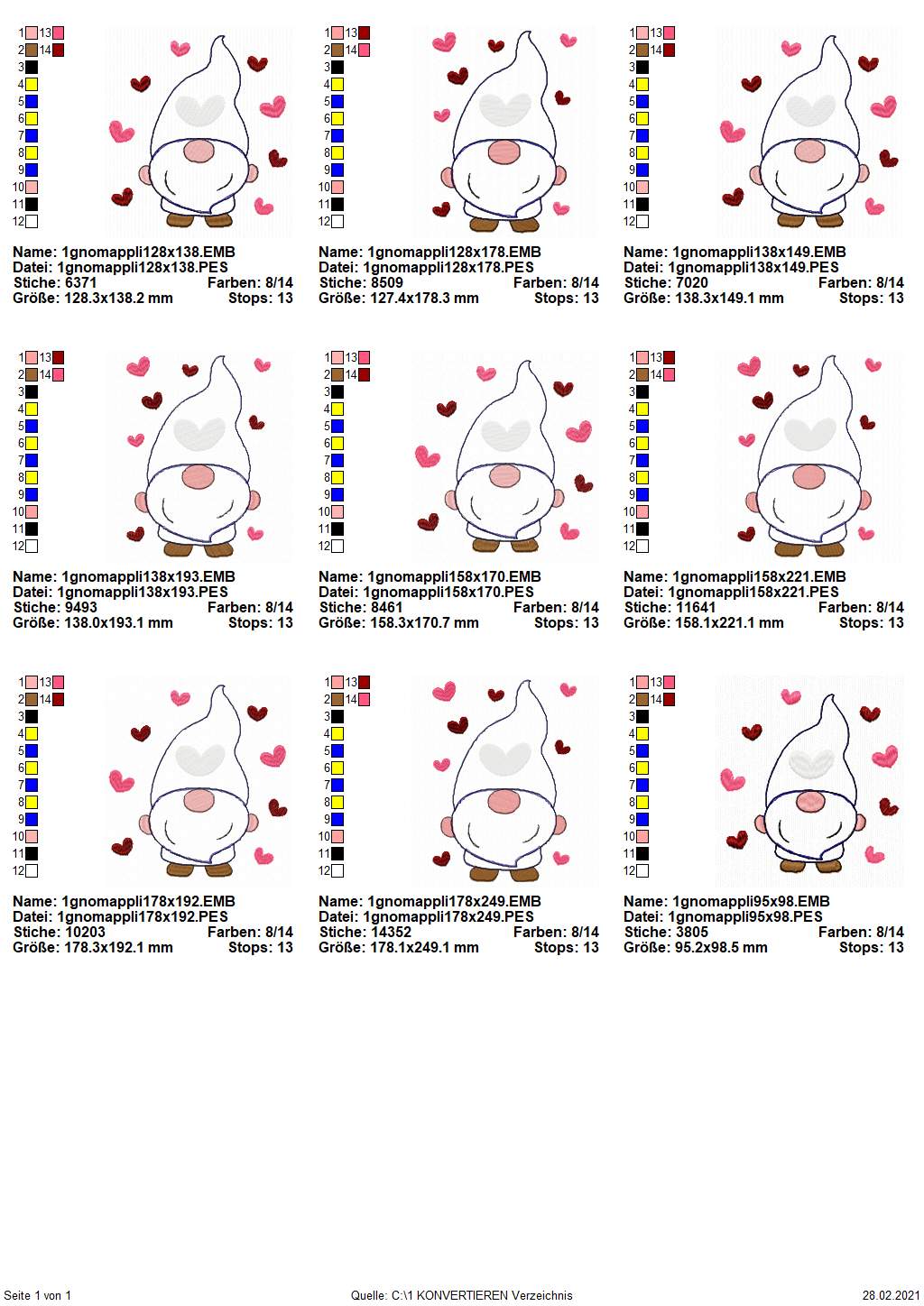 Stickdatei Lovegnome 1 Doodle-Applikation Seite 1