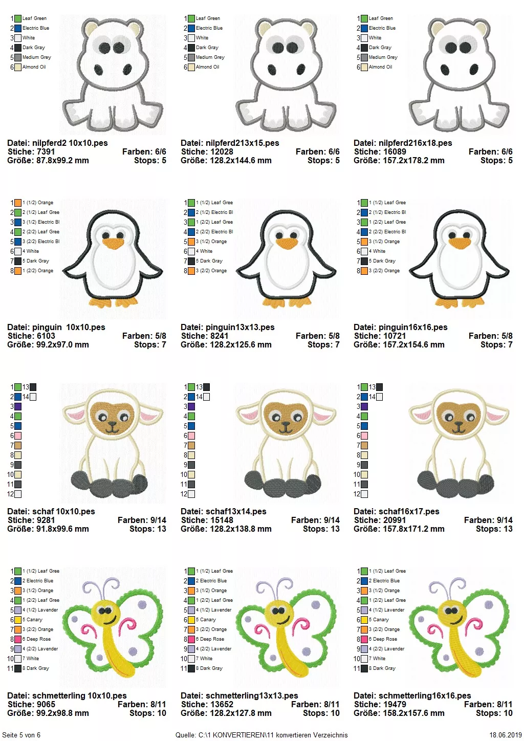 Stickdatei Set Tierapplikationen Seite 5