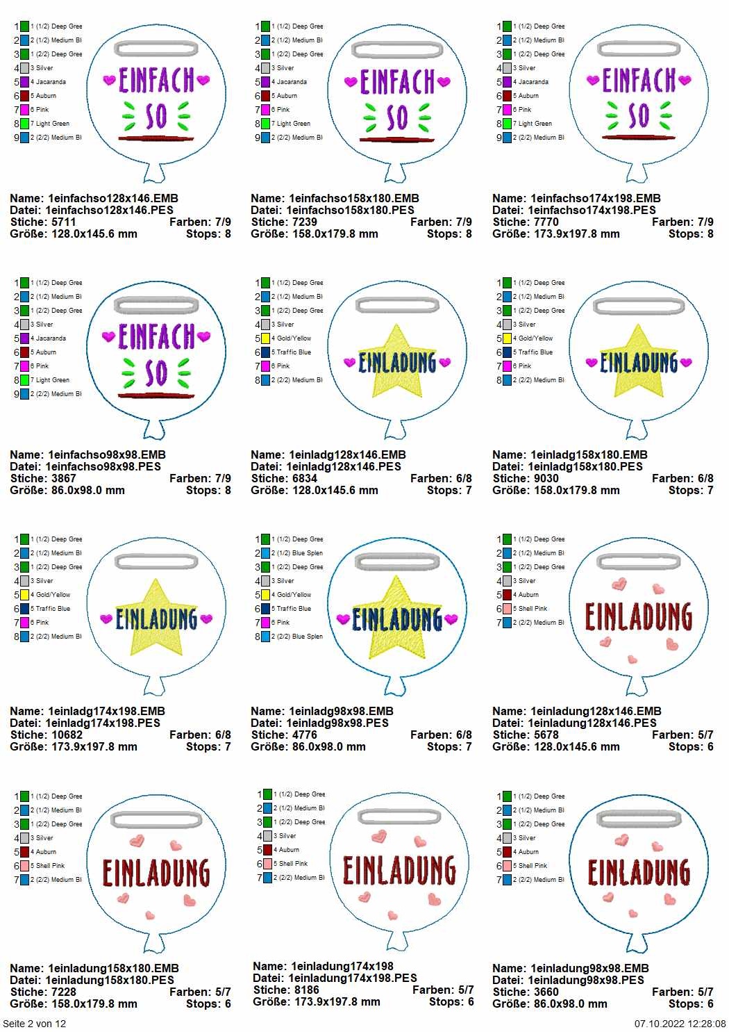 Stickdatei Set Ballon-Stabdeko ITH Seite 2