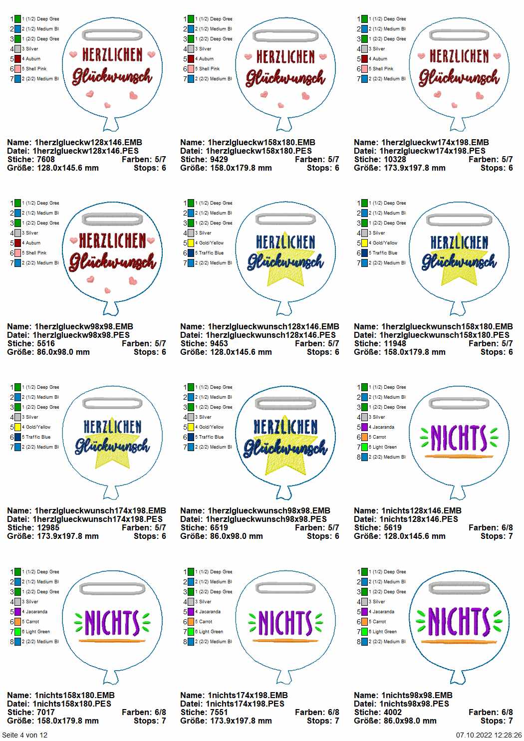 Stickdatei Set Ballon-Stabdeko ITH Seite 4