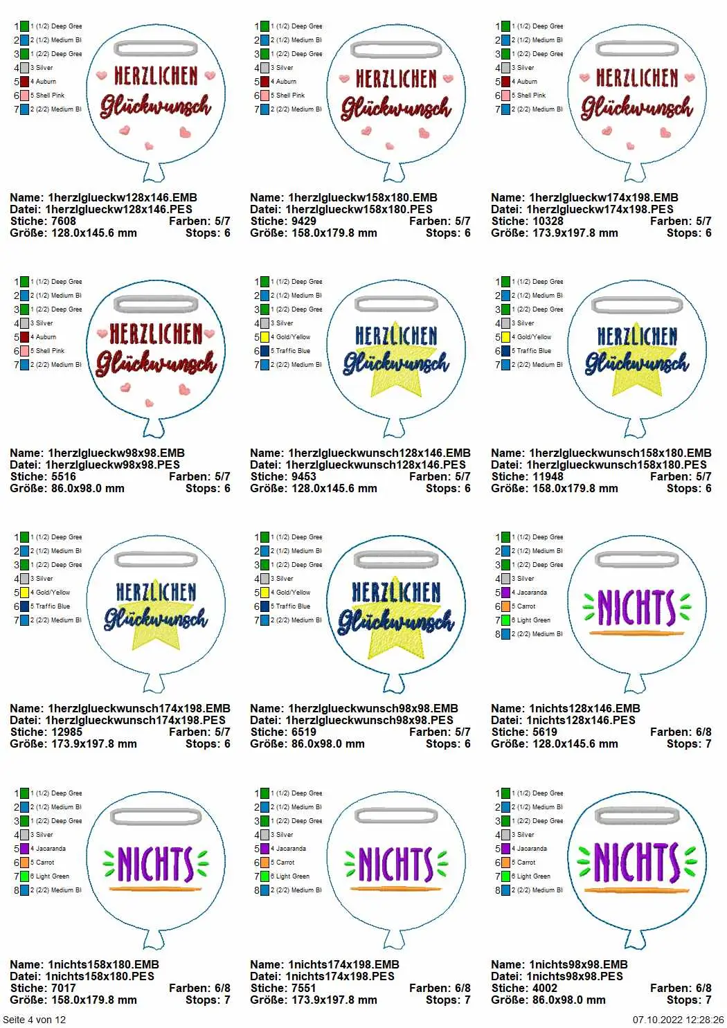 Stickdatei Set Ballon-Stabdeko ITH Seite 4
