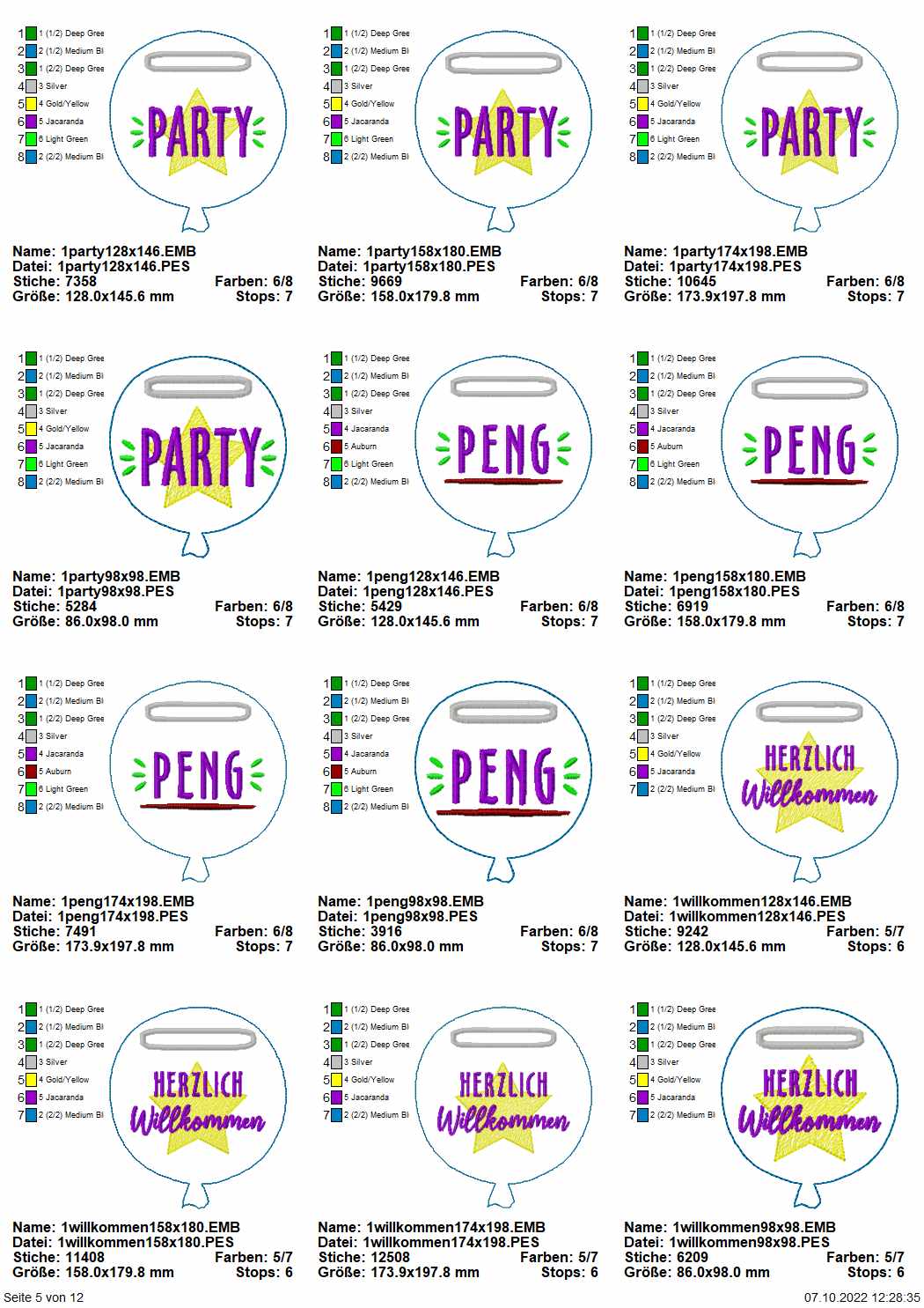 Stickdatei Set Ballon-Stabdeko ITH Seite 5