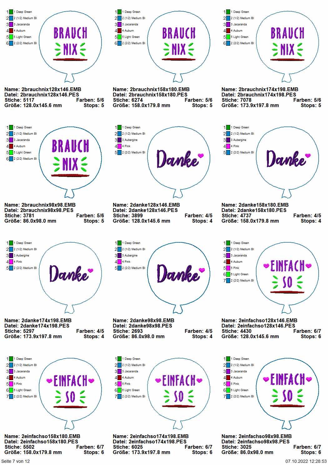 Stickdatei Set Ballon-Stabdeko ITH Seite 7