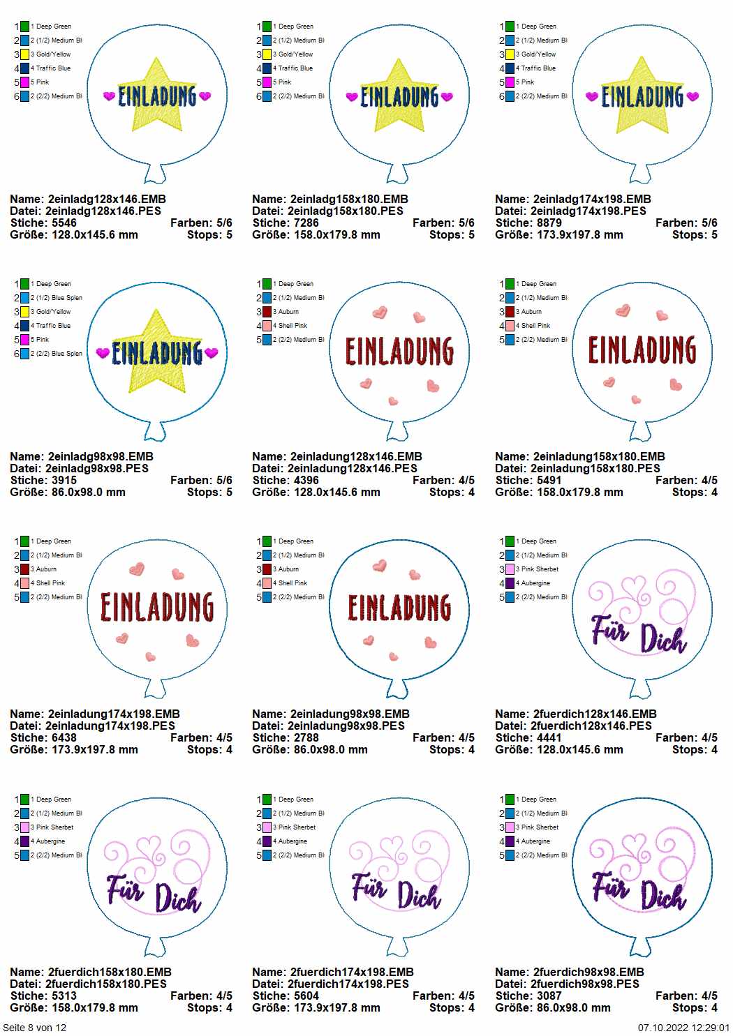 Stickdatei Set Ballon-Stabdeko ITH Seite 8