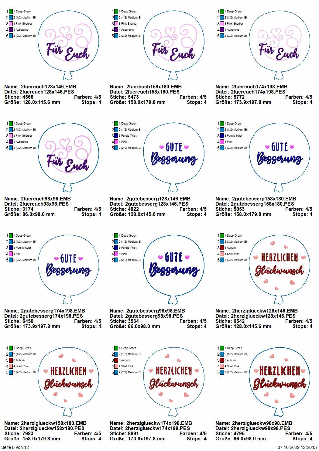 Stickdatei Set Ballon-Stabdeko ITH Seite 9