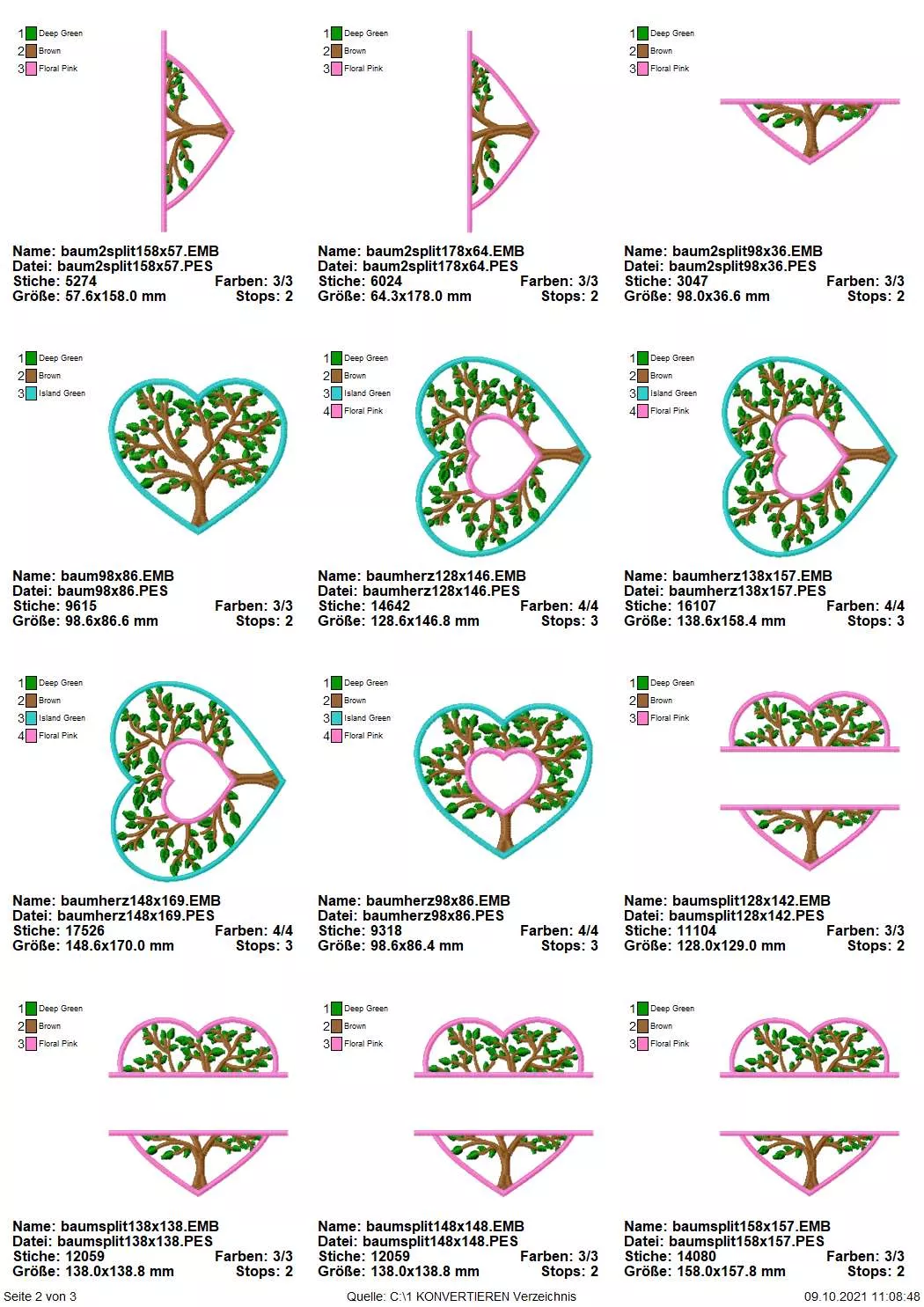 Stickdatei Set Monogramm Motiv Baum inkl. ITH Schild Seite 2