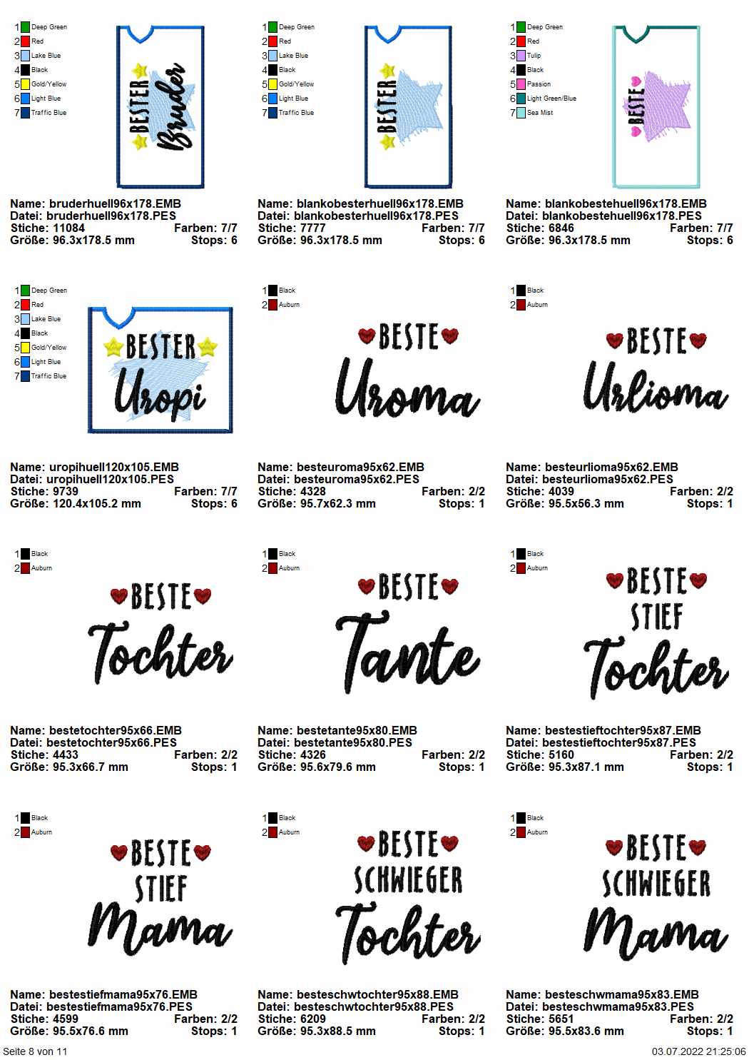 Stickdatei Set ITH Schokohüllen "die besten" inkl. Schriftzüge Seite 6