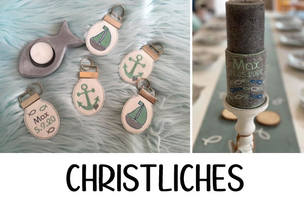 Stickdateien mit christlichen Symbolen und Bibelversen.