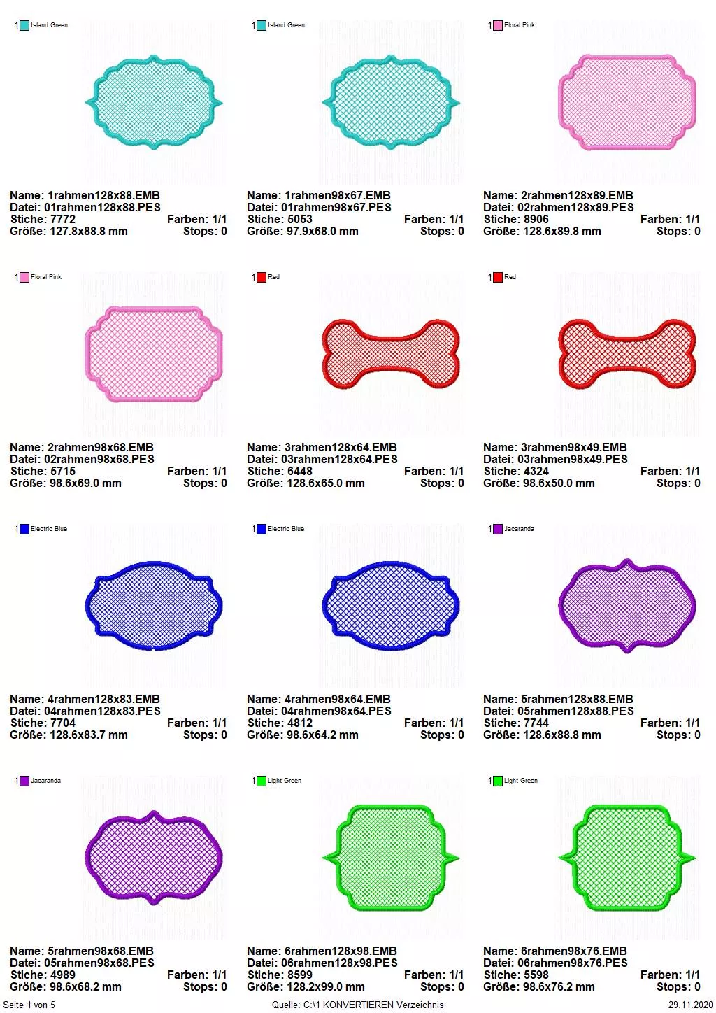 Stickdatei Set Colorful Labels Handtuchmotive als Hintergrund für Namen / Initialien Seite 1