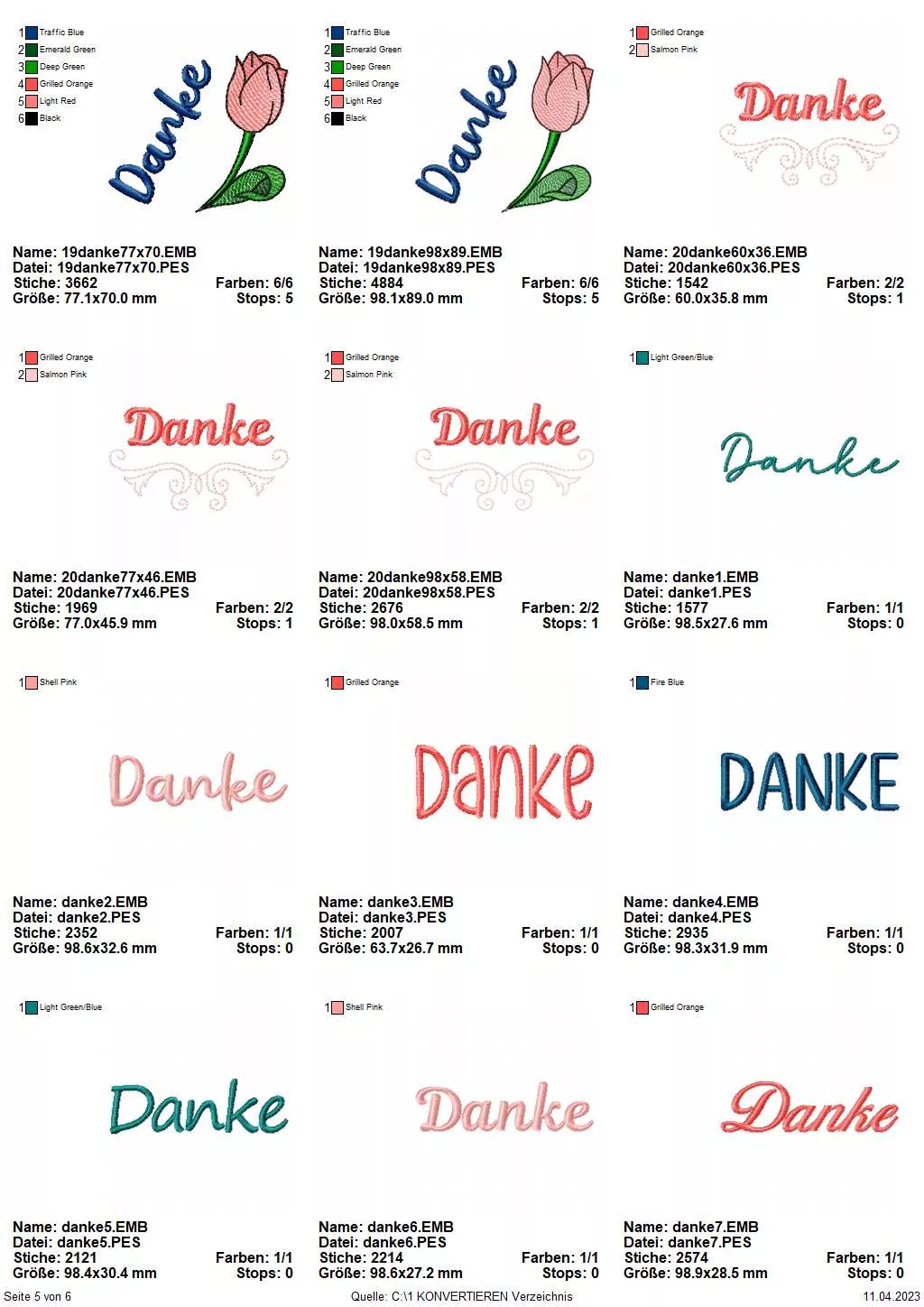 Stickdatei Set Danke Sprüche & Schriftzüge Seite 5