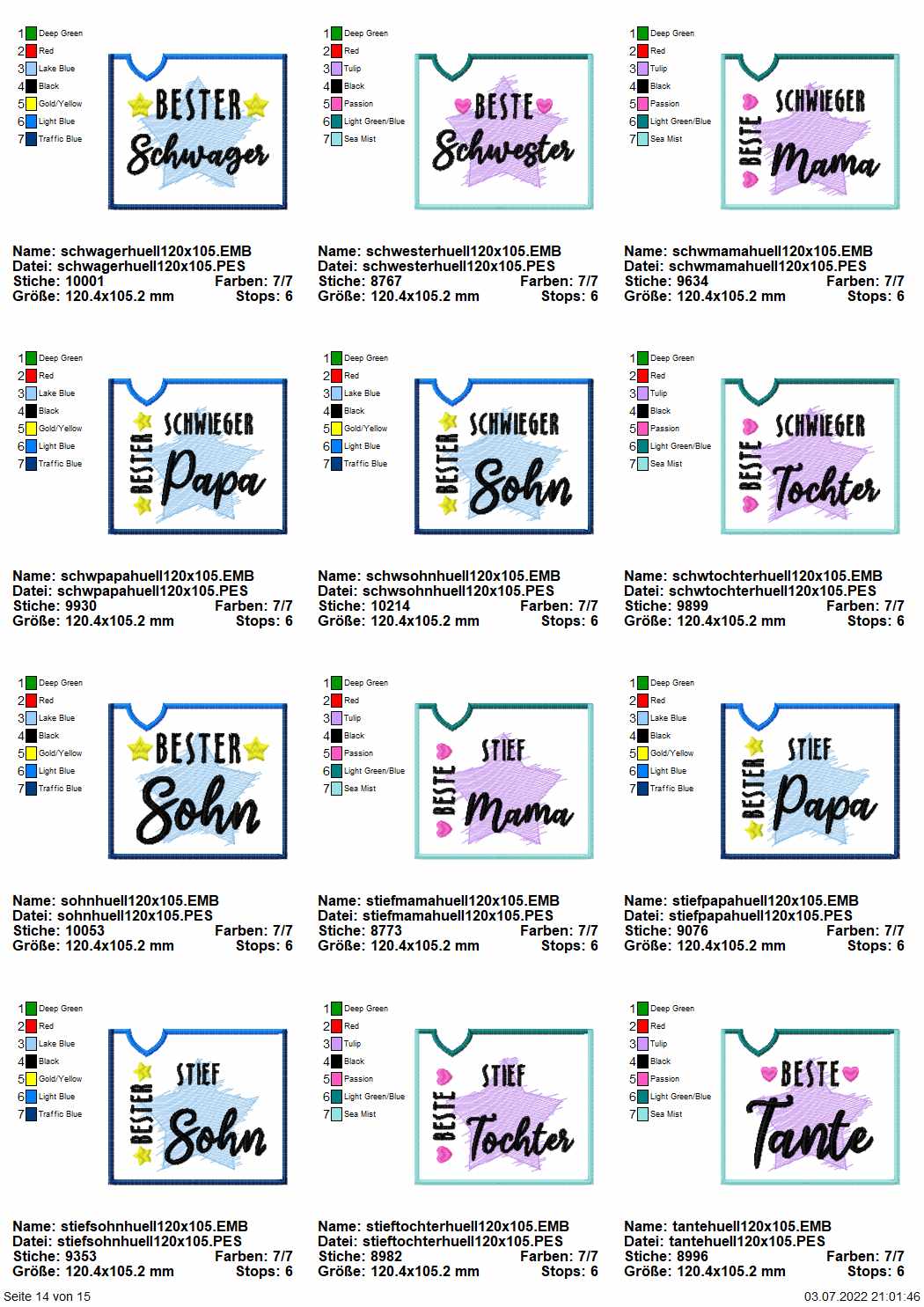 Stickdatei Set "die Besten" mit ITH Mug Rugs, Schokohüllen & Schriftzügen Seite 13