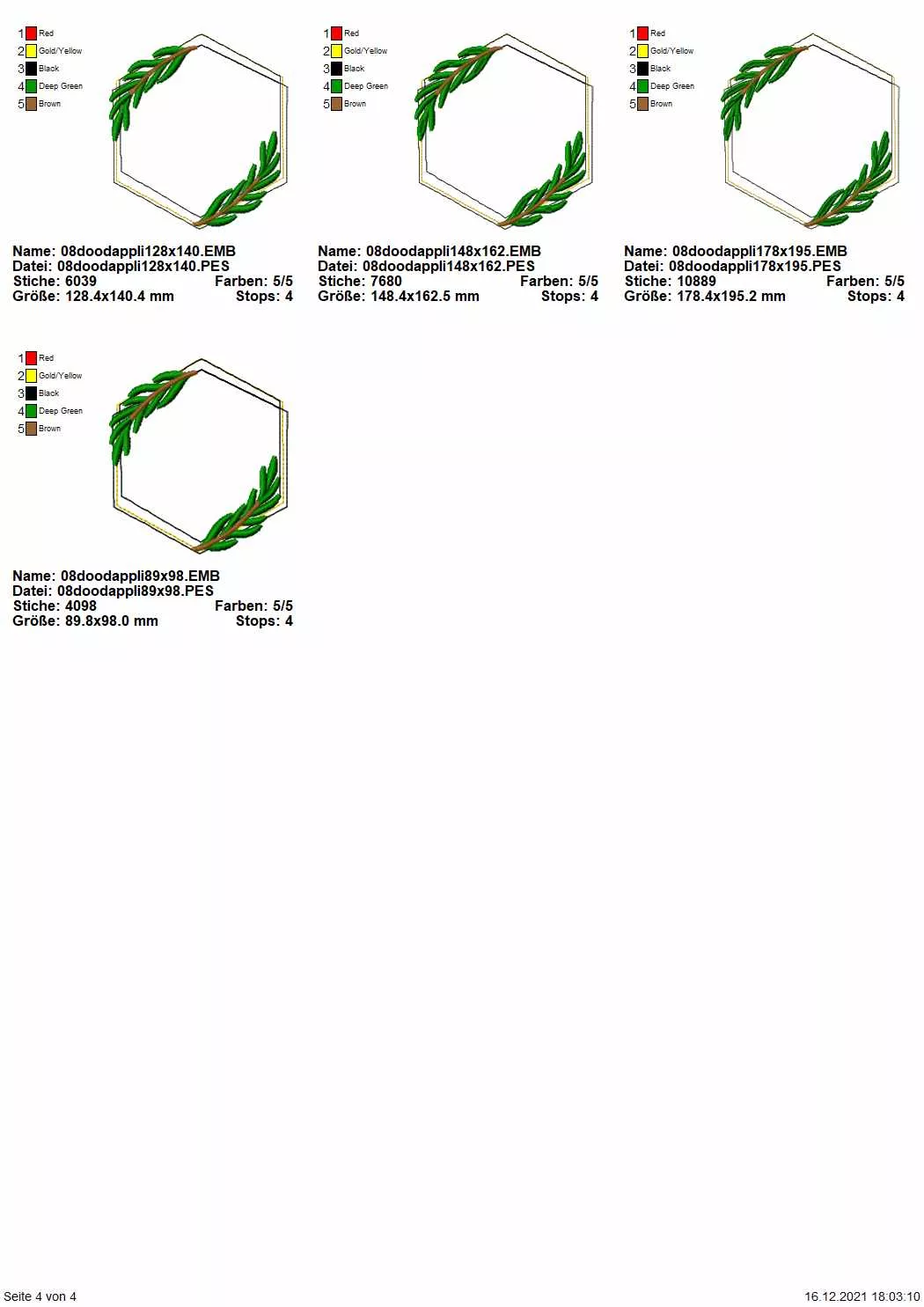 Stickdatei Set Floral Frames Doodle Applikationen Seite 4