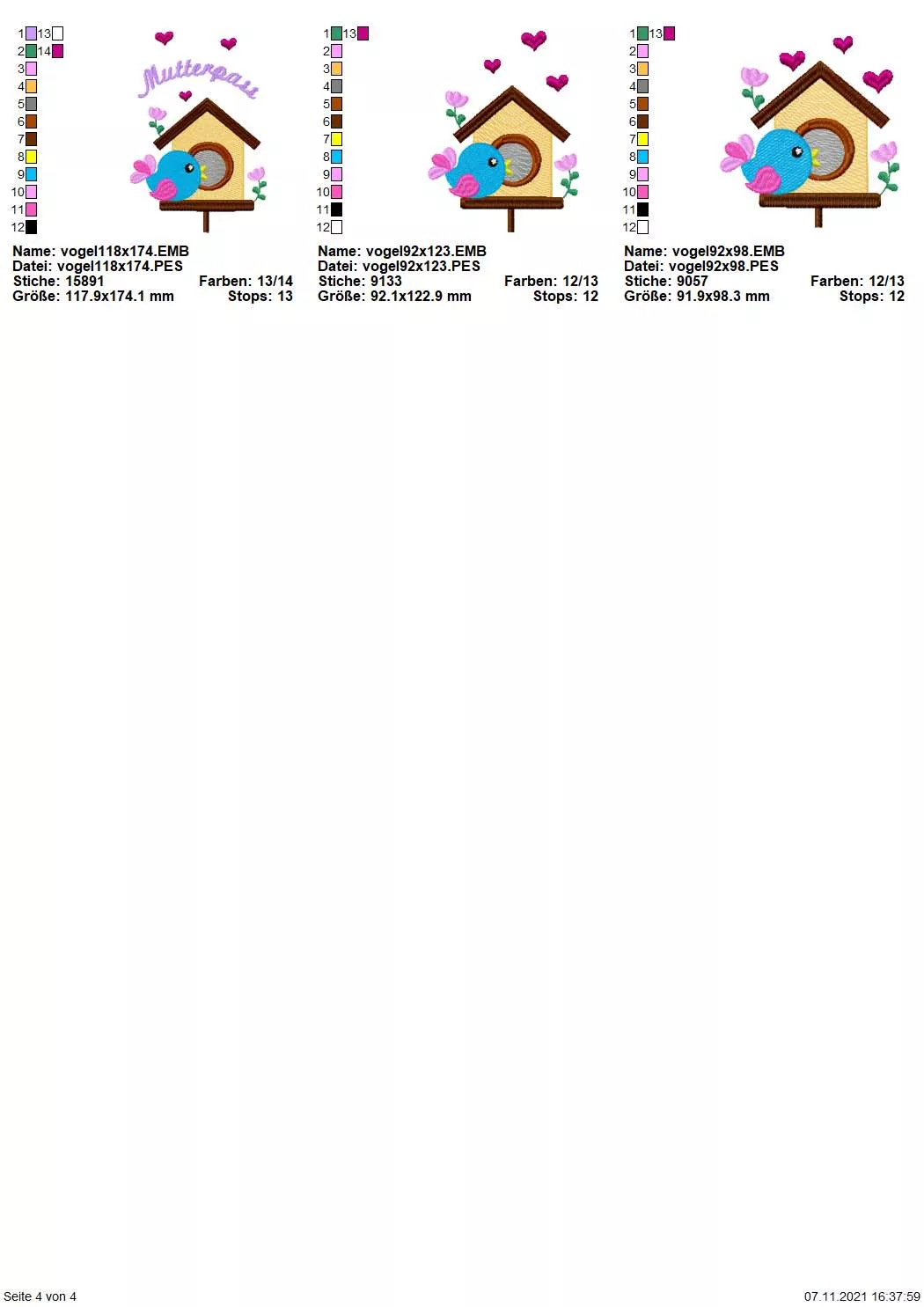 Stickdatei Set ITH Mutterpass-Hüllen für DE und AT + Einzelmotive Seite 4