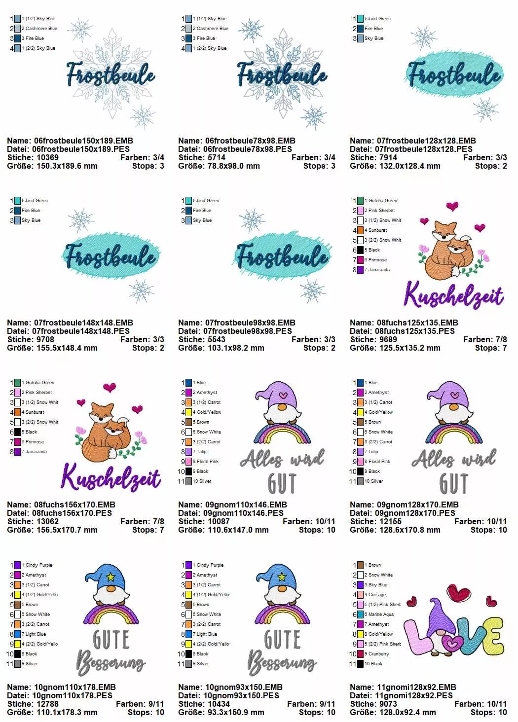 Stickdatei Set Motive für die Wärmflaschenhülle / das Wärmekissen (OHNE ITH) Seite 2
