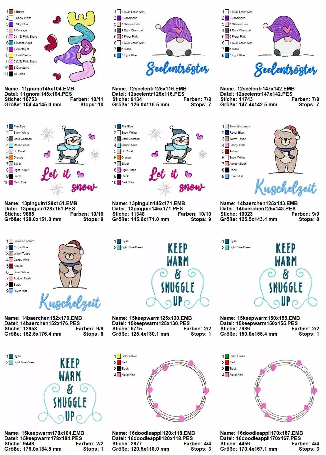 Stickdatei Set Motive für die Wärmflaschenhülle / das Wärmekissen (OHNE ITH) Seite 3