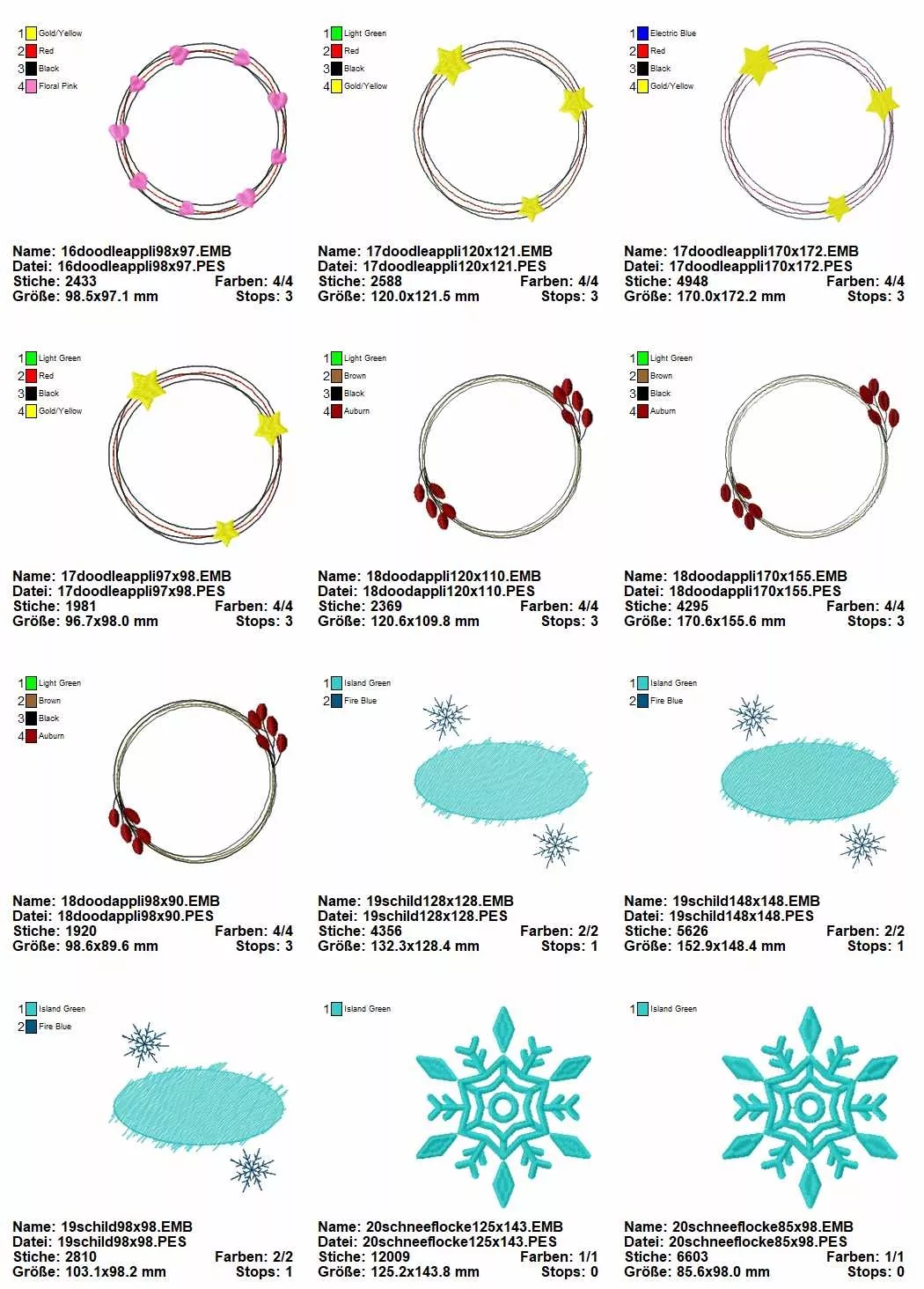Stickdatei Set Motive für die Wärmflaschenhülle / das Wärmekissen (OHNE ITH) Seite 4