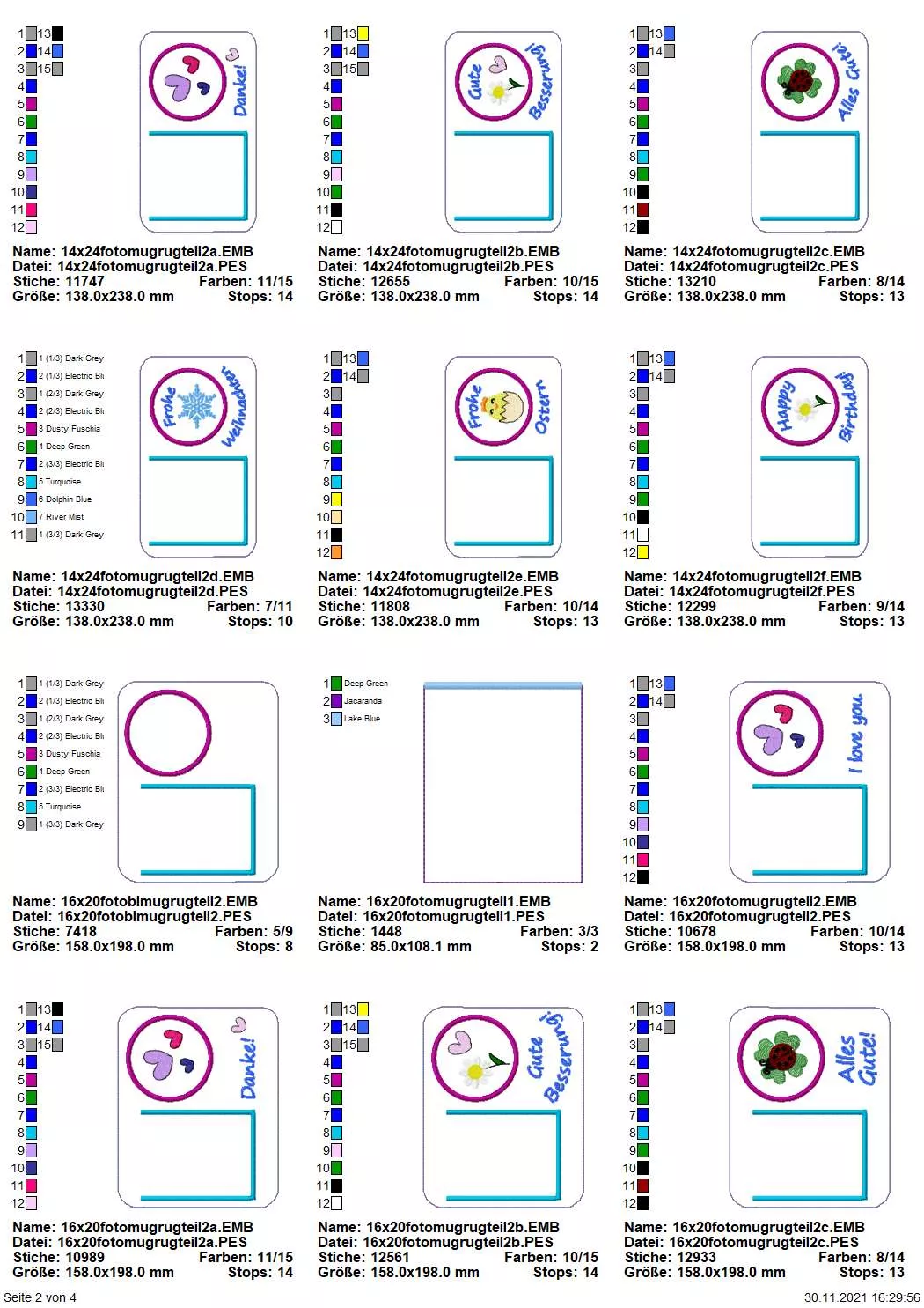 Stickdatei Set Foto Mug Rugs - Tassenteppich mit Einsteckfach ab 13x18 und größer Seite 2