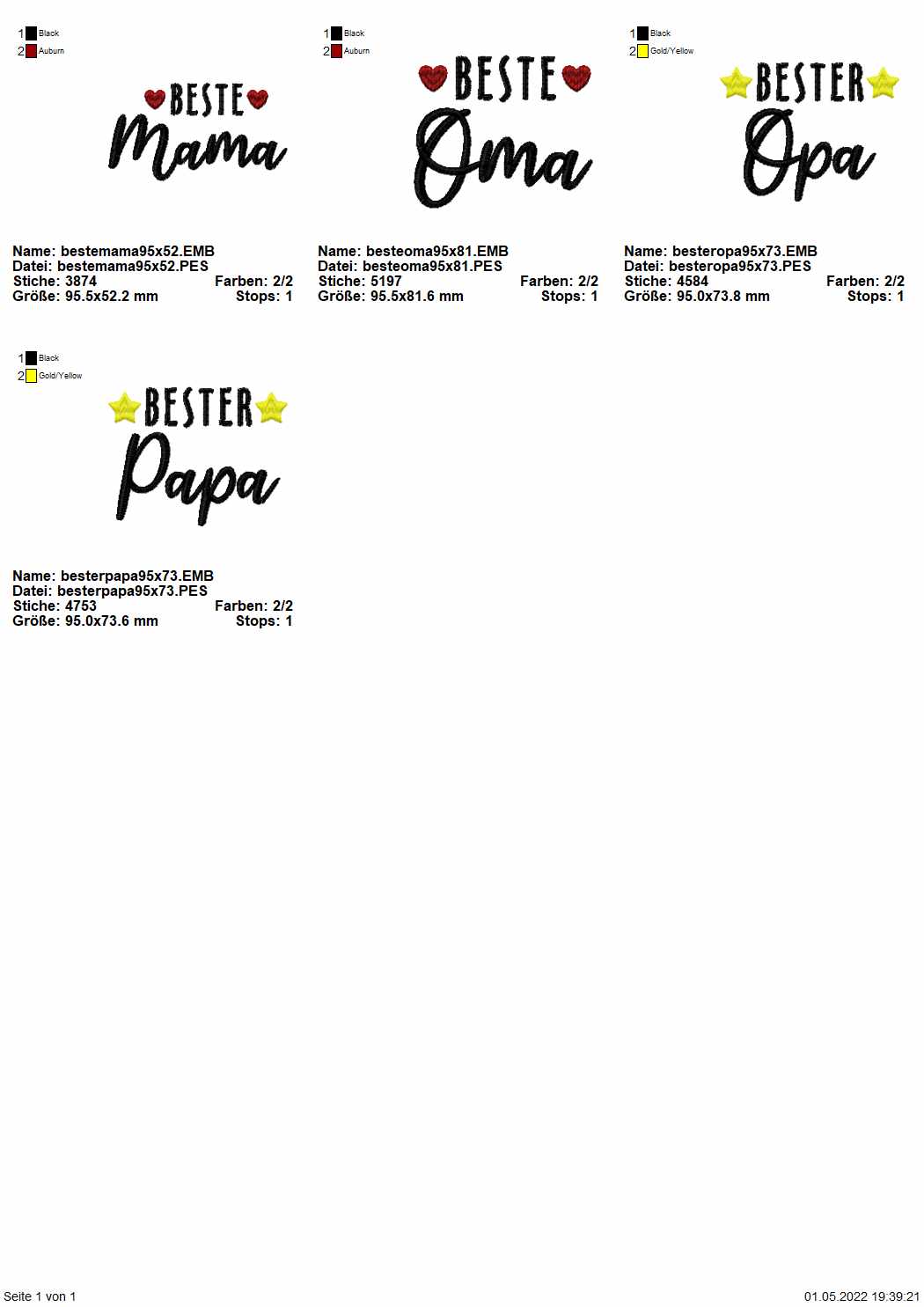 Freebie Stickdatei Set "die Besten"