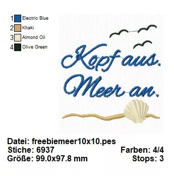 Freebie Stickdatei Kopf aus Meer an