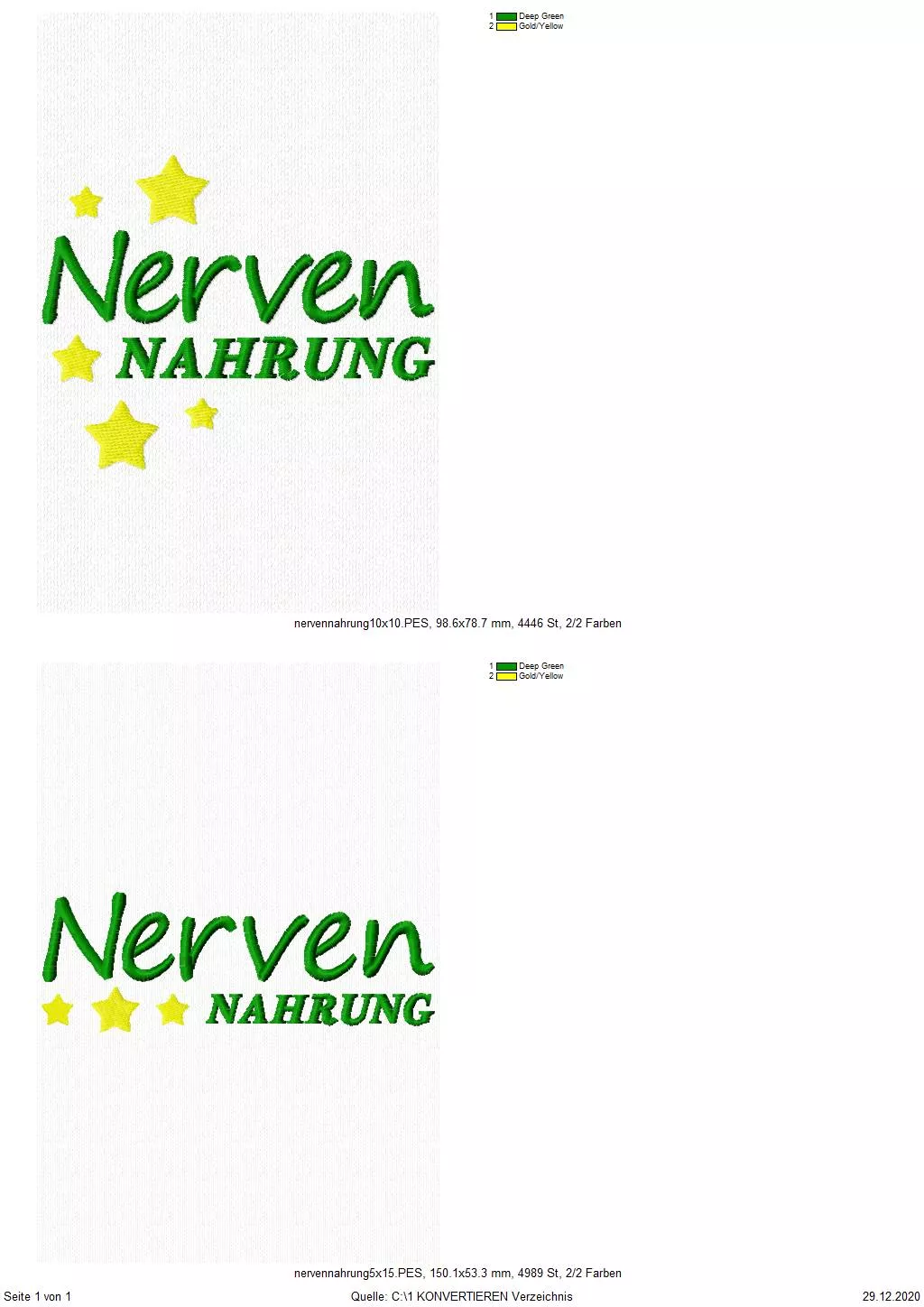 Freebie Stickdatei Nervennahrung