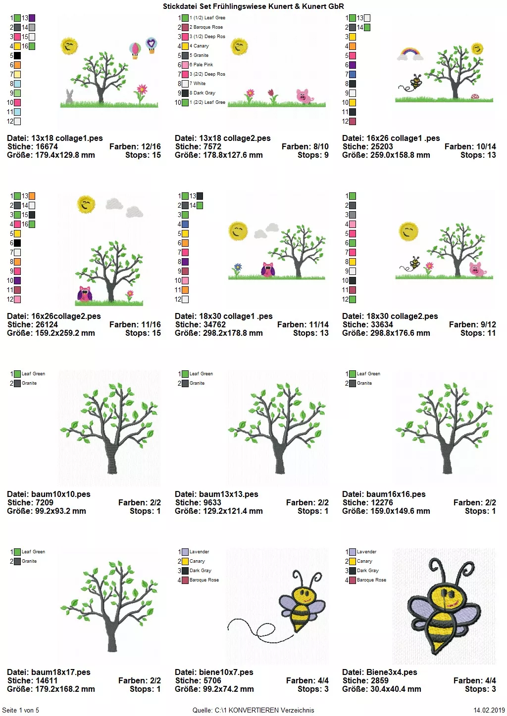 Stickdatei Set Frühlingswiese (div. Rahmengrößen) Seite 1