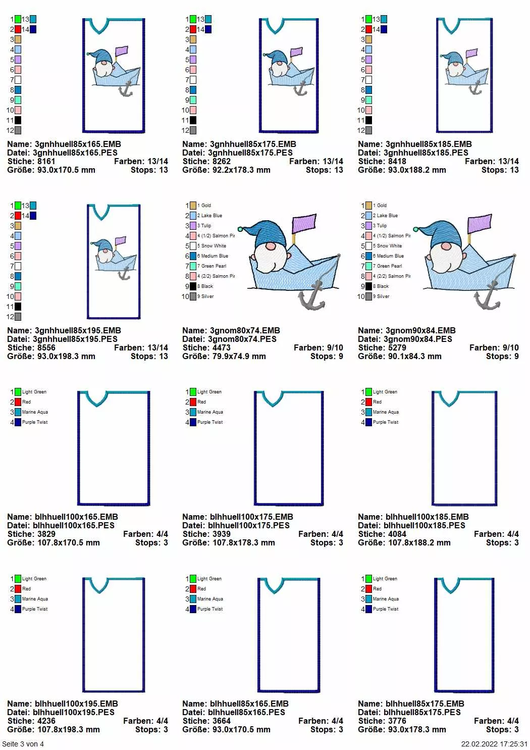 Stickdatei Set ITH Handyhüllen mit maritimen Gnomen Seite 4