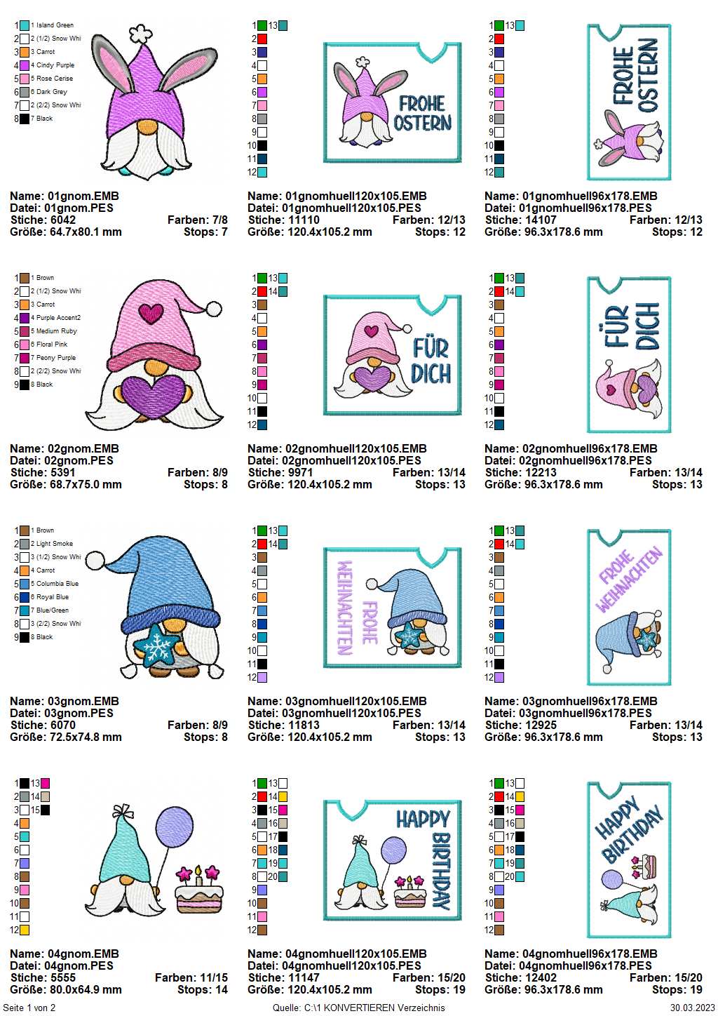 Stickdatei Set ITH Schokohüllen Gnome & Einzelmotive Seite 1