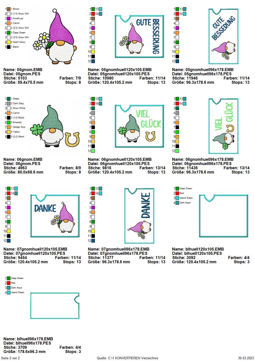 Stickdatei Set ITH Schokohüllen Gnome & Einzelmotive Seite 2