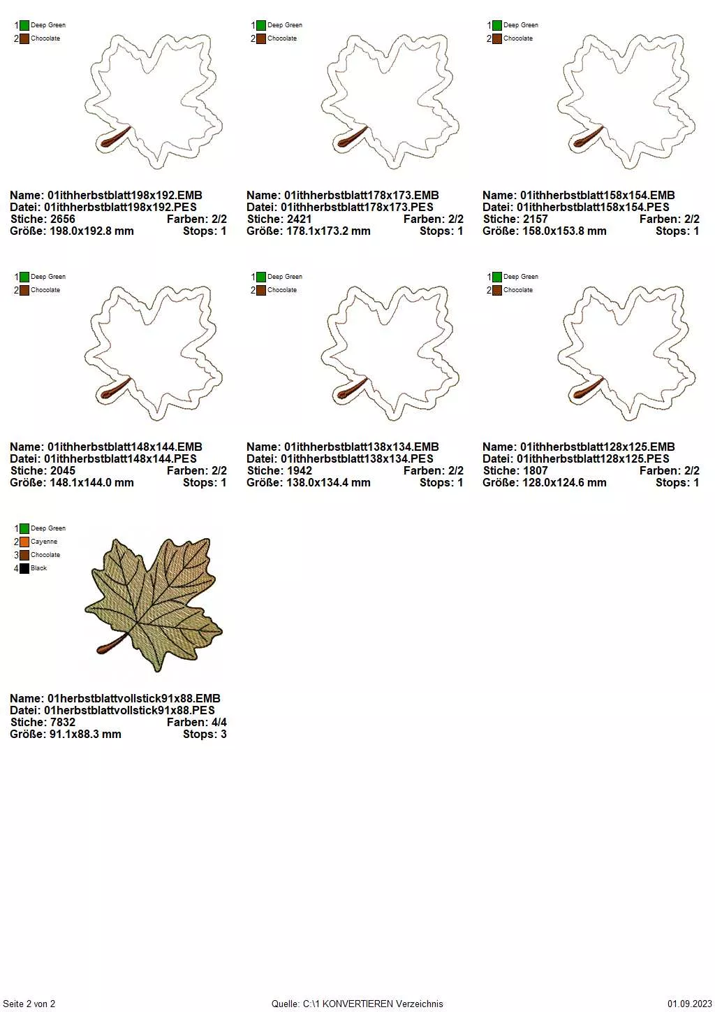 Stickdatei Set ITH Schilder, Anhänger & Gnom (Herbstkalendertürchen 1 b) Übersicht S. 2