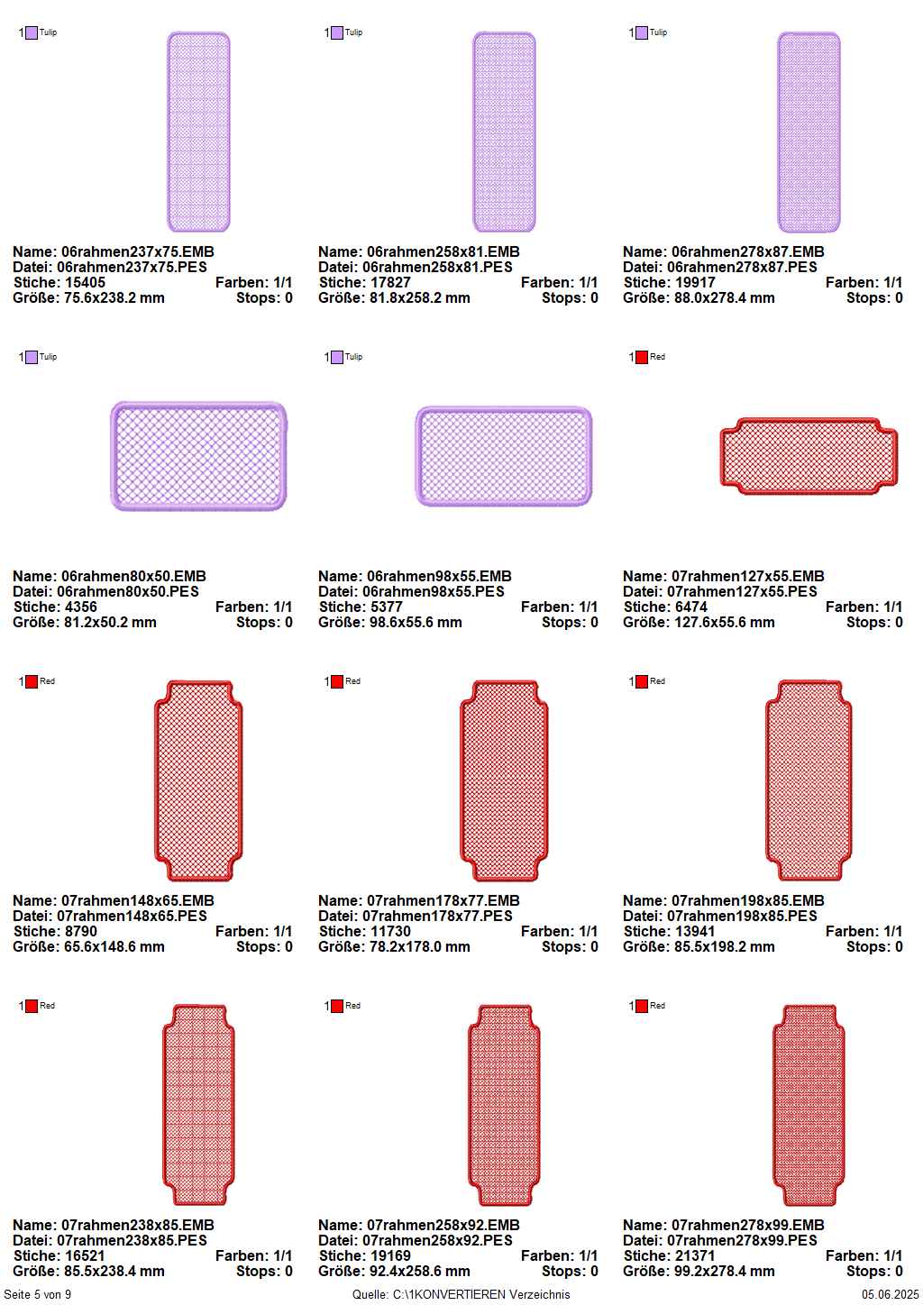 Übersicht Sitckdateien Knockdown Stitch Seite 5