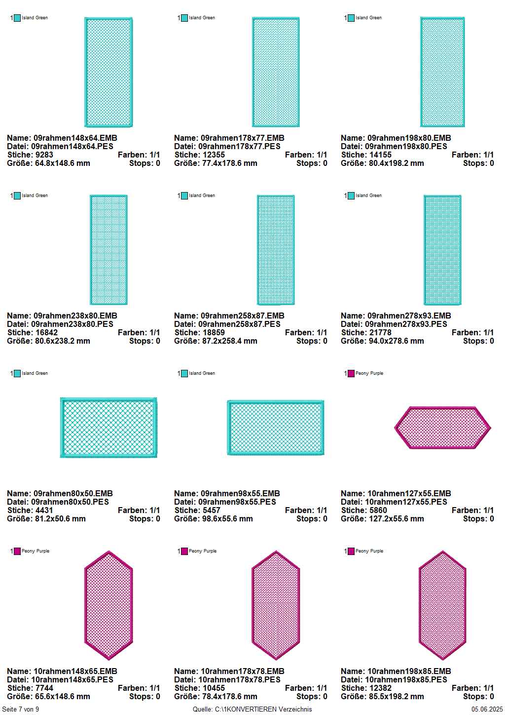 Übersicht Sitckdateien Knockdown Stitch Seite 7