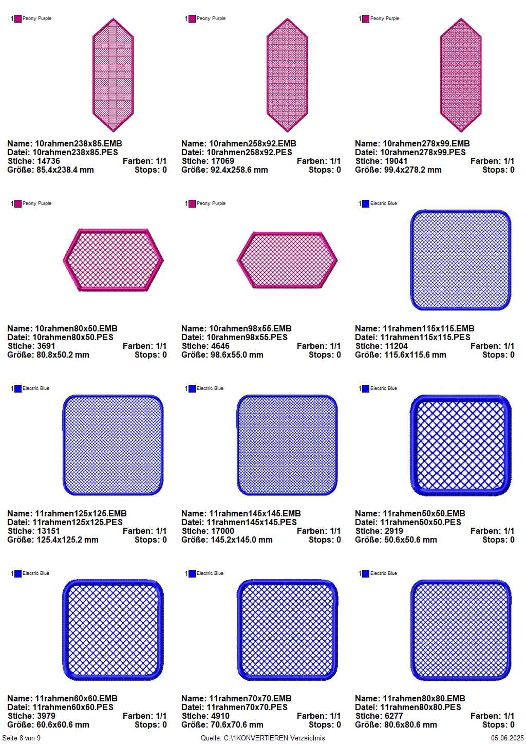 Übersicht Sitckdateien Knockdown Stitch Seite 8