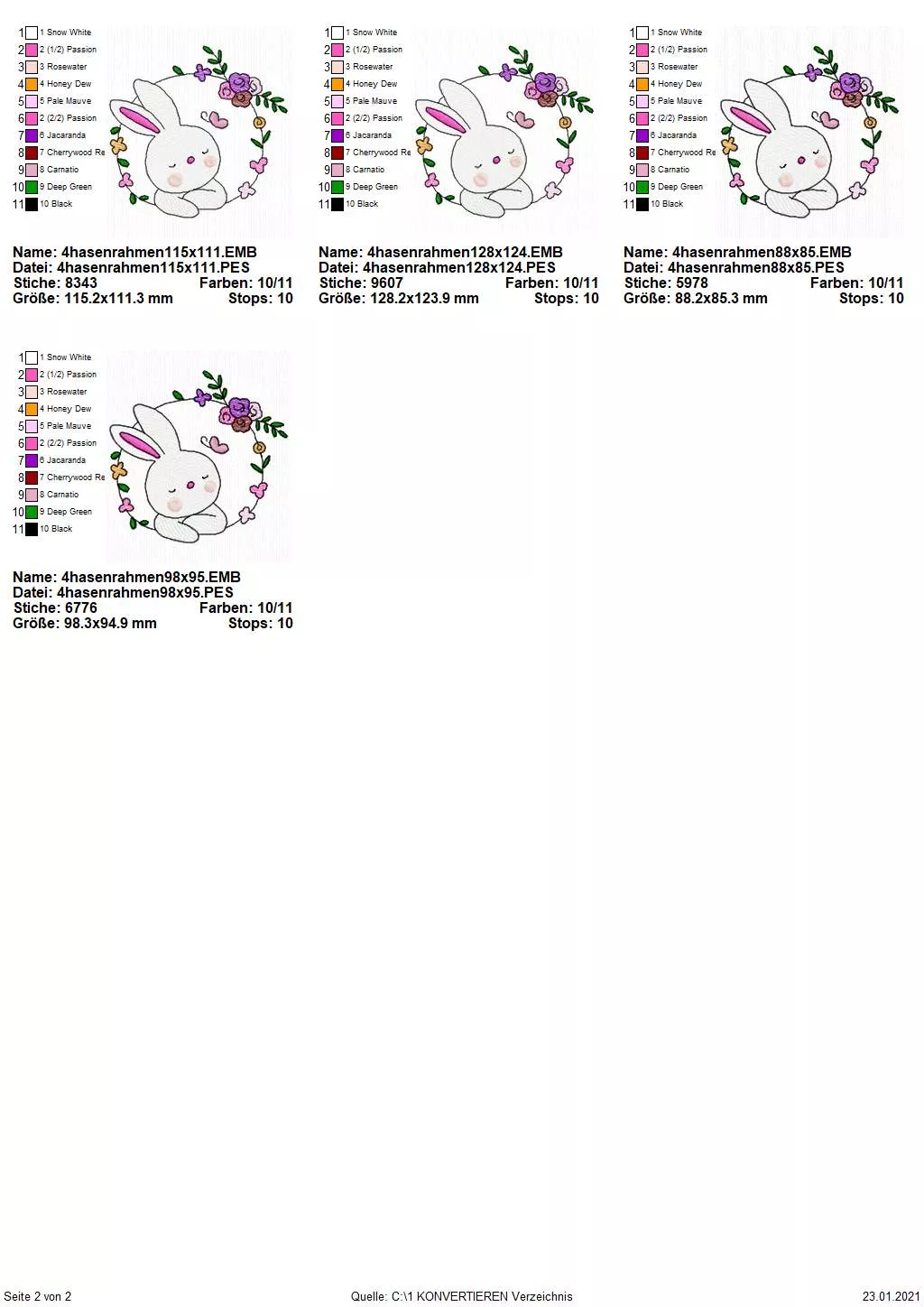 Stickdatei Set Hasenrahmen Seite 2
