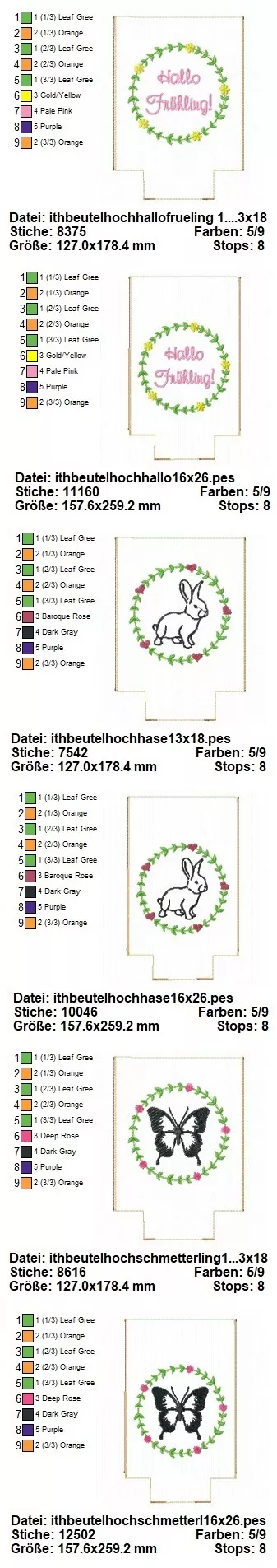 Stickdatei Set ITH Frühlings-Lichtbeutel (13x18 u. 16x26 Rahmen)