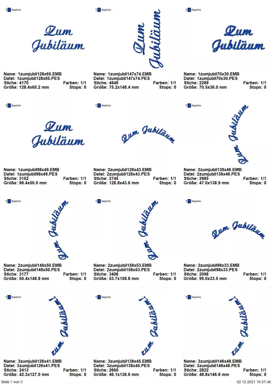 Stickdatei XXL Set Jubiläum inkl. ITH Stabdesigns und Anhänger Seite 6