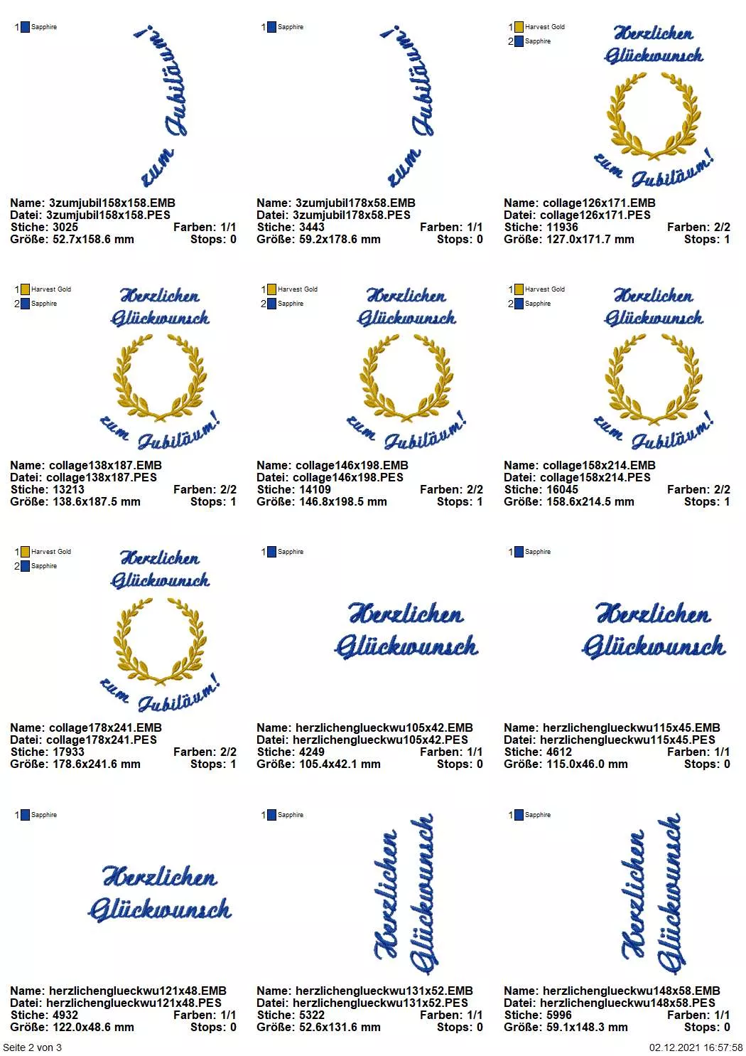 Stickdatei XXL Set Jubiläum inkl. ITH Stabdesigns und Anhänger Seite 7