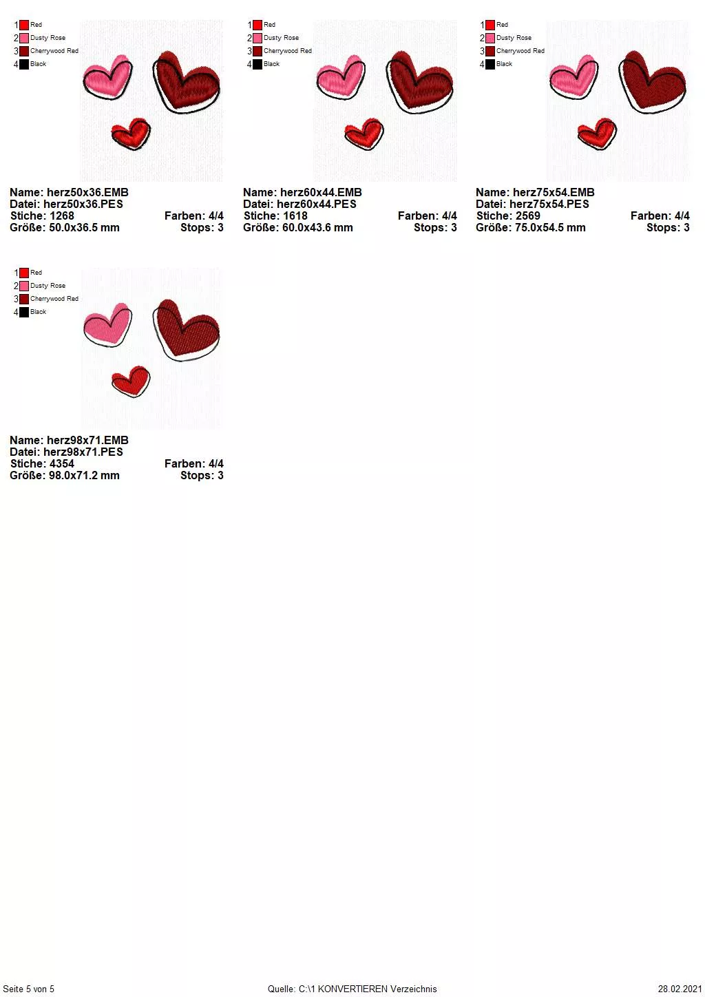 Stickdatei Set 5in1 Lovegnome Doodle-Applikationen Seite 5