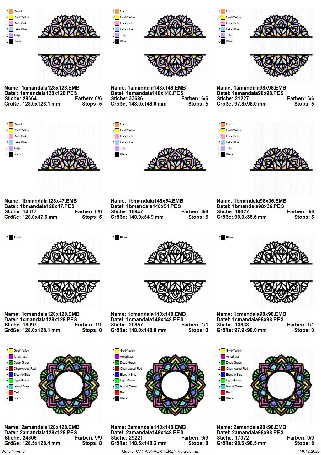 Stickdatei Set Mandalas + Split Mandala (div. Größen) Seite 1