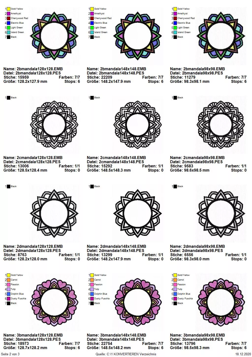 Stickdatei Set Mandalas + Split Mandala (div. Größen) Seite 2