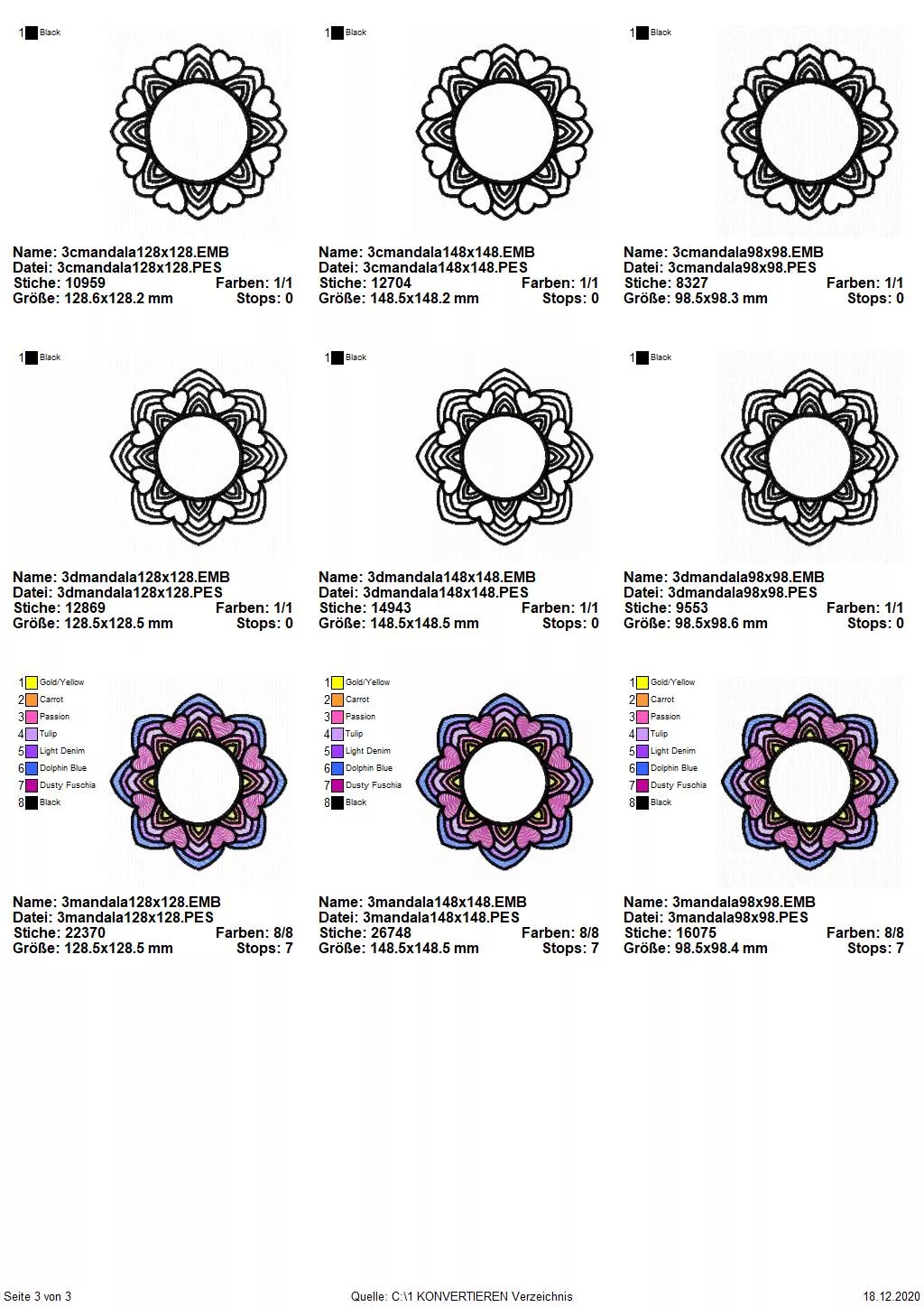 Stickdatei Set Mandalas + Split Mandala (div. Größen) Seite 3