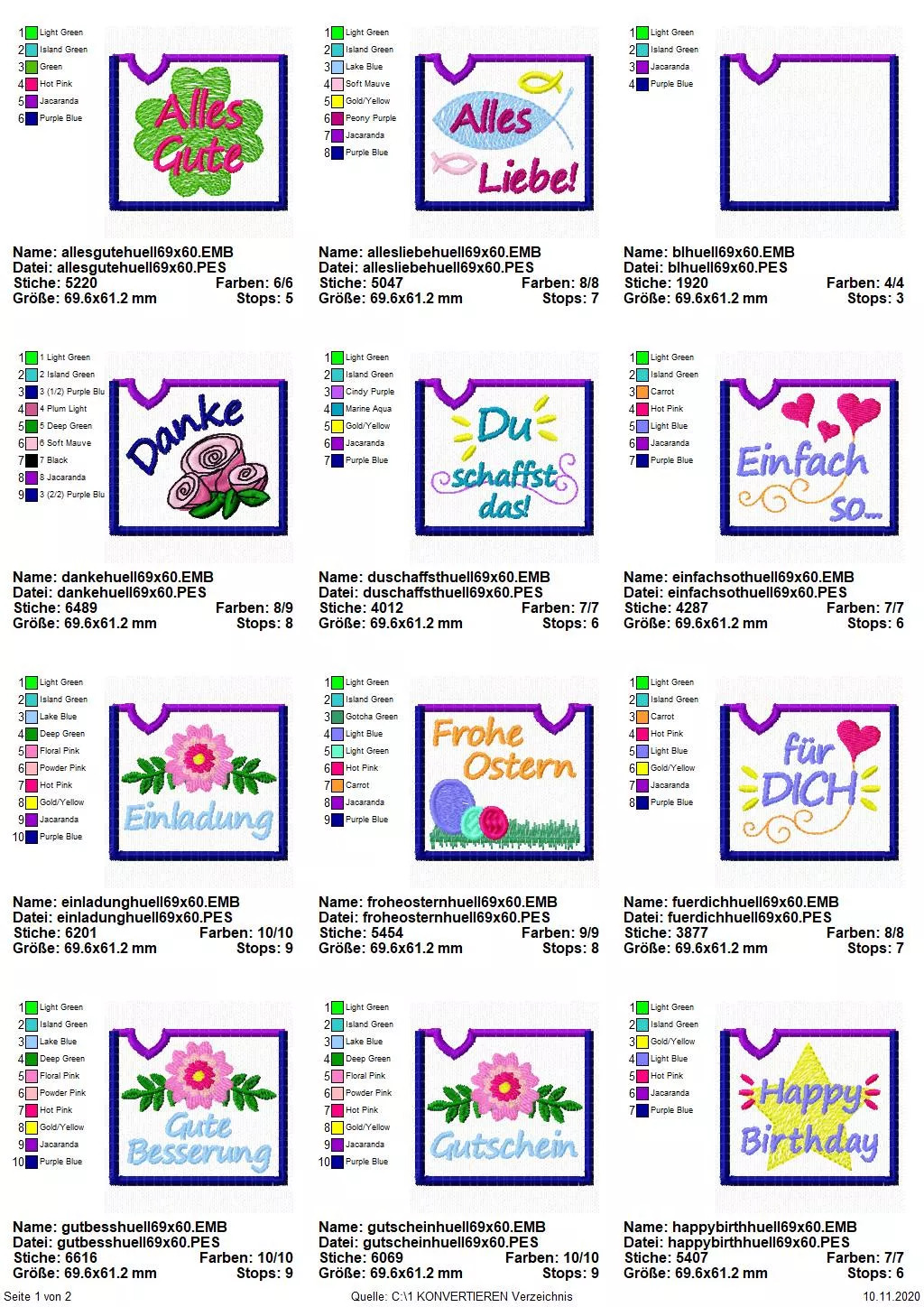 Stickdatei Set Mini ITH Schoko- und Gutscheinhüllen (10x10 Rahmen) für viele Anlässe Seite 1