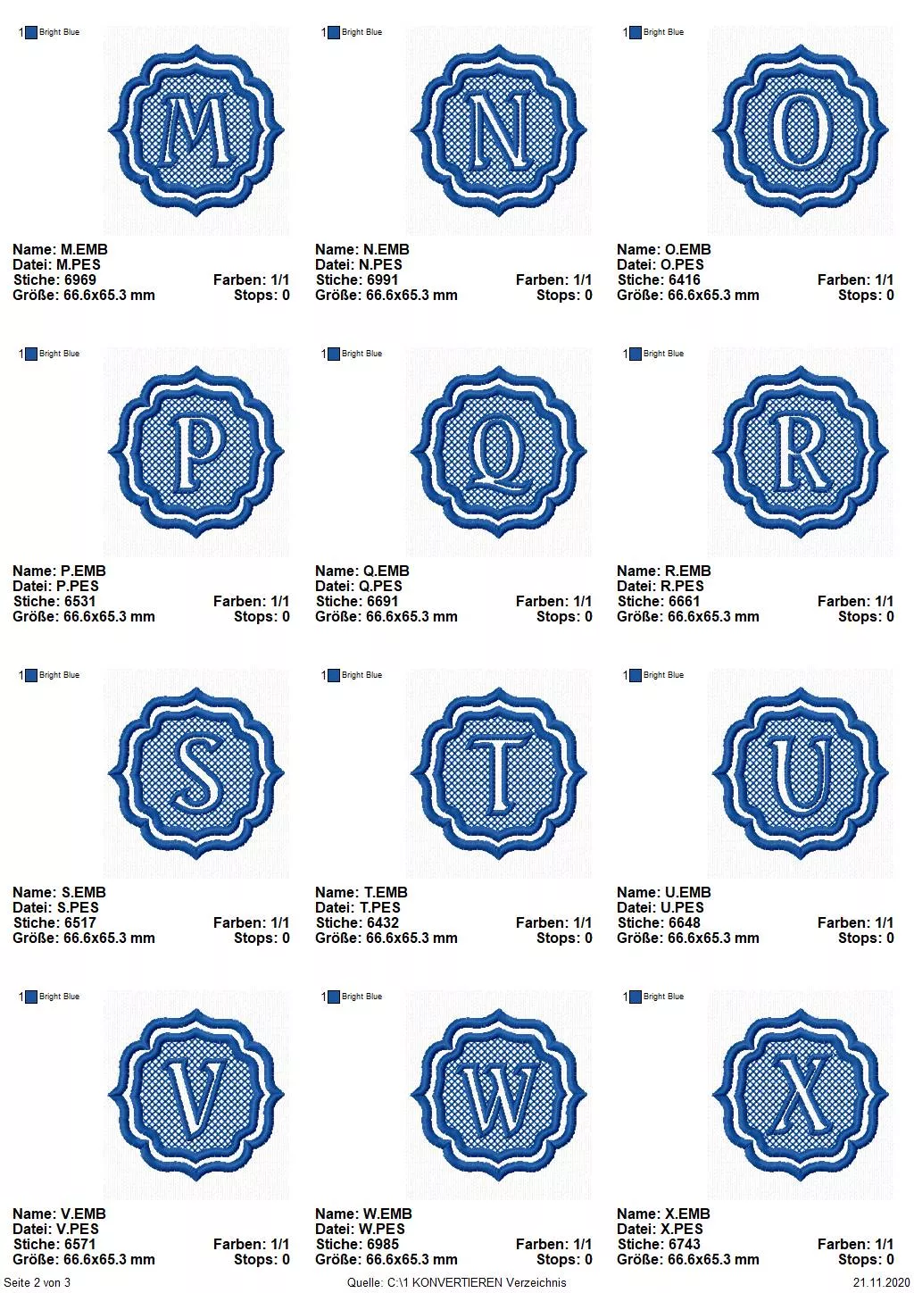 Stickdatei Set Monogramme Barock geeignet für Frottierwaren Seite 2