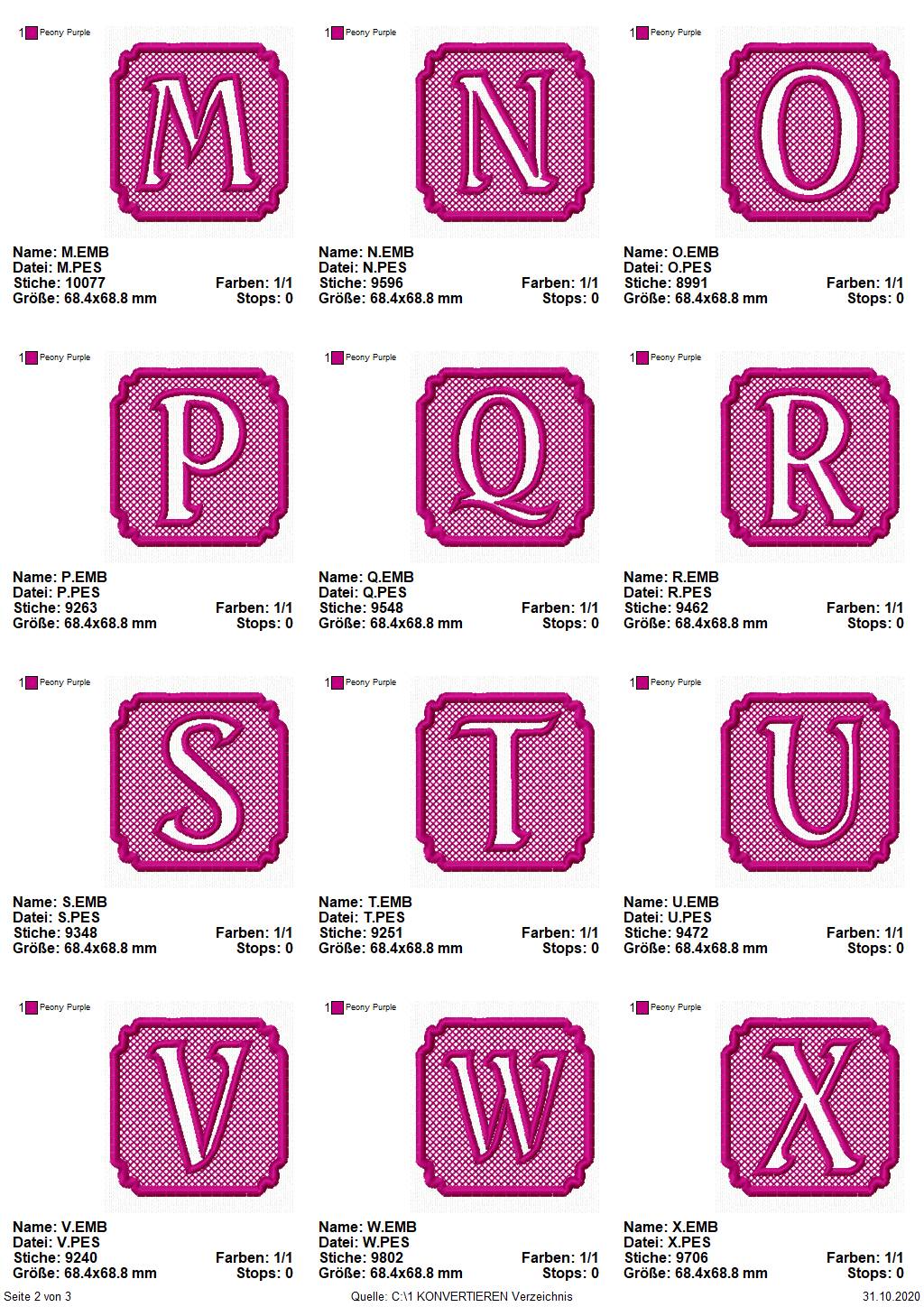 Stickdatei Set Monogramme Lotte geeignet für Frottierwaren Seite 2