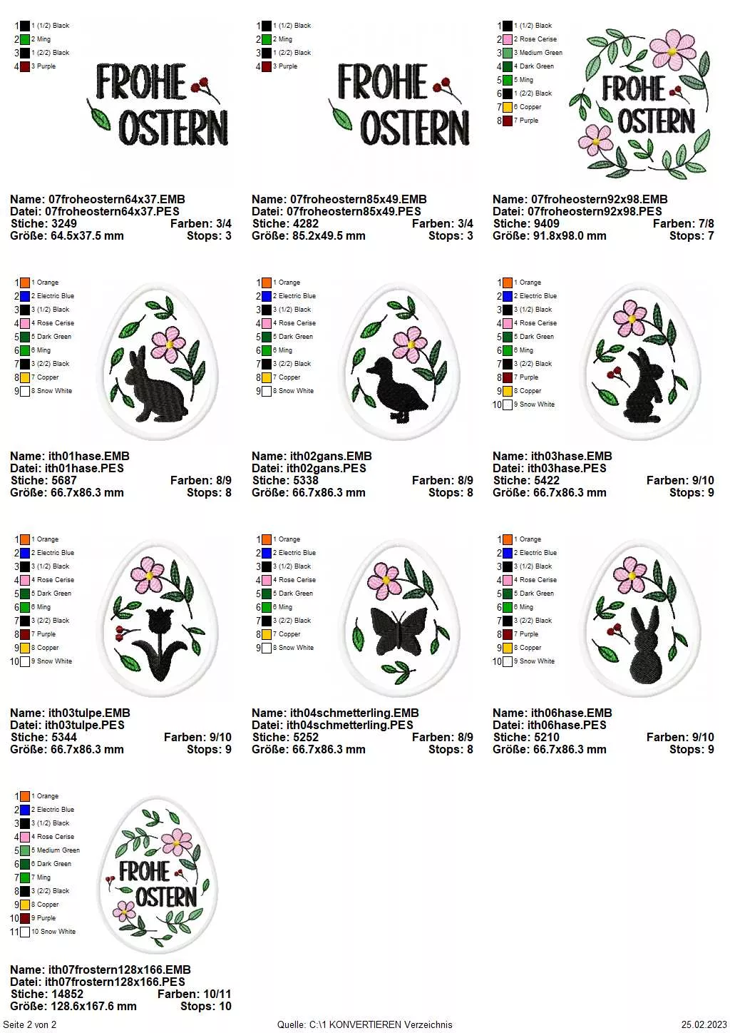 Stickdatei Set Ostersillhouetten inkl. ITH Anhänger Seite 2