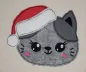 Mobile Preview: Freebie Stickdatei Christmas Cat Doodle Applikation