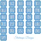Preview: Stickdatei Set Monogramme Elegant geeignet für Frottierwaren, Abbildung mit komplettem Alphabet in einzelnen Großbuchstaben. Farbe ist immer blau-weiß.
