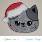 Mobile Preview: Freebie Stickdatei Christmas Cat Doodle Applikation