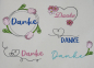 Preview: Verschiedene Schriftzüge mit dekorativen Elementen zum Thema "Danke".