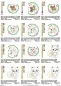 Preview: Stickdatei Set Eichhörnchen Doodle-Applikation plus floraler Kranz, Übersicht mit 12 Dateien. 4 mal Eichhörnchen einzeln, 8 mal umgeben von Blätterkranz.