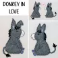 Preview: Stickdatei Set Donkey in Love Doodle Applikation in diversen Größen
